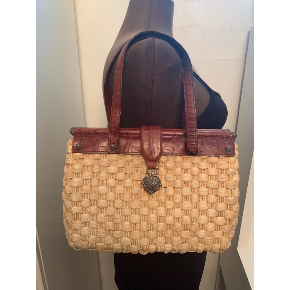 90s Brighton Bag Straw and leather woven Ruth handbag